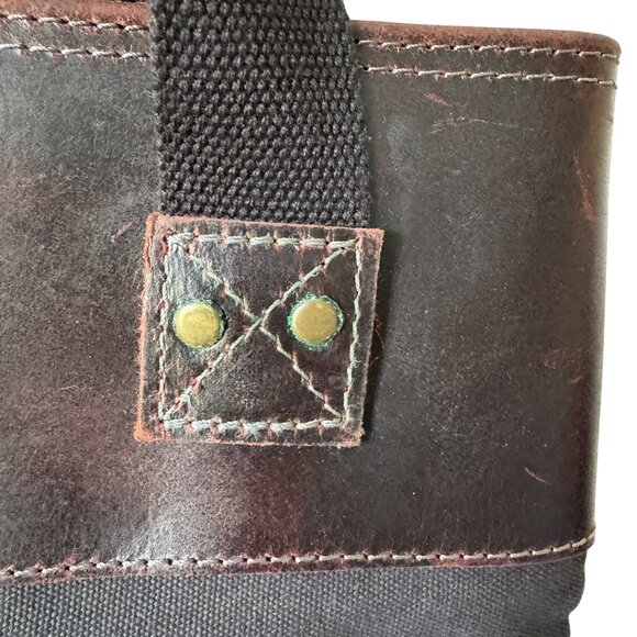 Damn Dogs Tote Shoulder Bag Charcoal Black Canvas Leather Trim Rugged Unisex - Picture 6 of 16